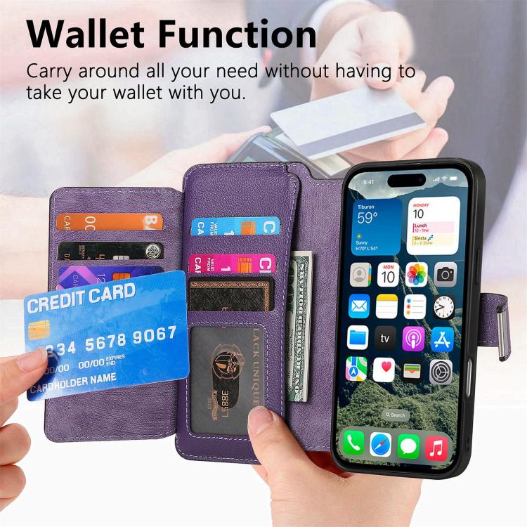 For iPhone 15 Pro Max CaseNeo MagSafe RFID Anti-theft Zipper Wallet Retro Leather Phone Case