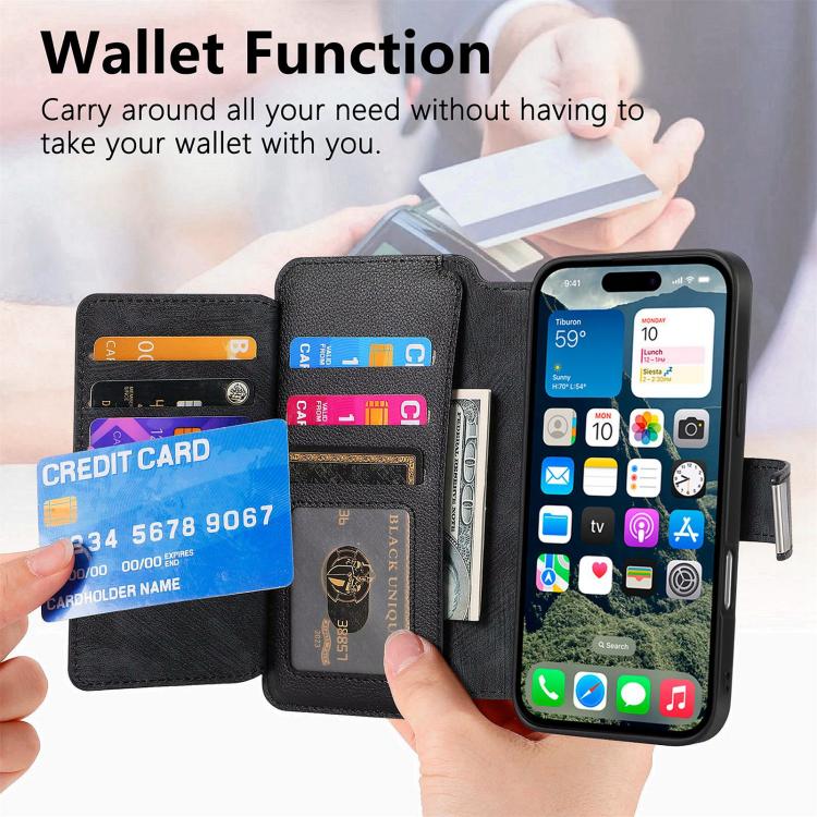 For iPhone 15 Pro CaseNeo MagSafe RFID Anti-theft Zipper Wallet Retro Leather Phone Case