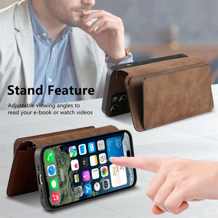 For iPhone 15 Pro CaseNeo MagSafe RFID Anti-theft Zipper Wallet Retro Leather Phone Case