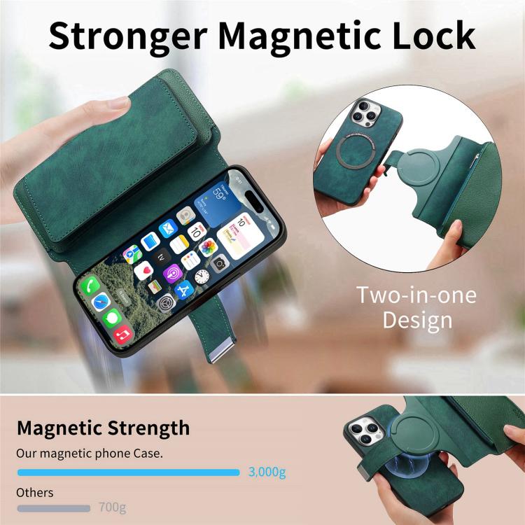For iPhone 15 Pro CaseNeo MagSafe RFID Anti-theft Zipper Wallet Retro Leather Phone Case
