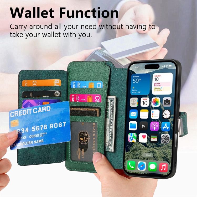 For iPhone 15 Pro CaseNeo MagSafe RFID Anti-theft Zipper Wallet Retro Leather Phone Case