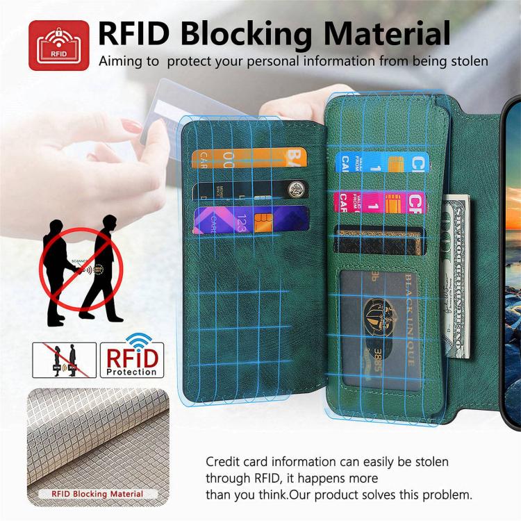 For iPhone 15 Pro CaseNeo MagSafe RFID Anti-theft Zipper Wallet Retro Leather Phone Case