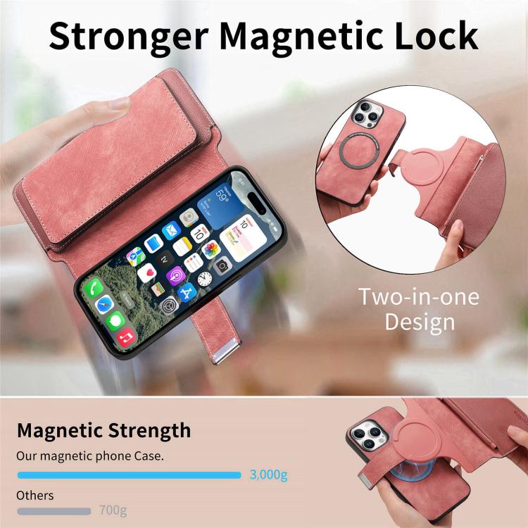 For iPhone 15 Pro CaseNeo MagSafe RFID Anti-theft Zipper Wallet Retro Leather Phone Case