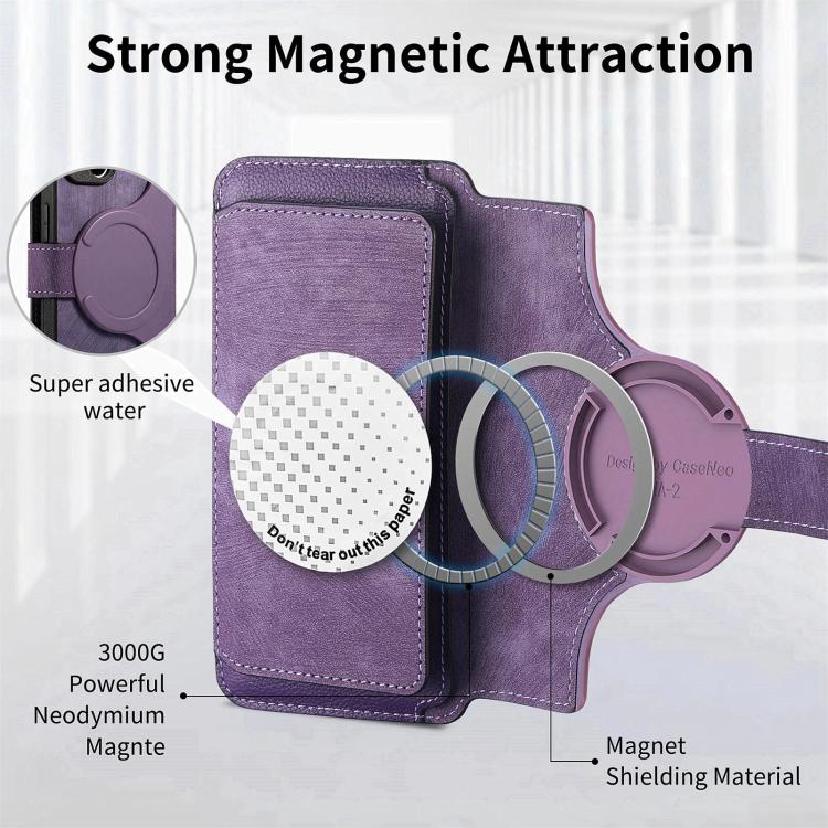 For iPhone 15 Pro CaseNeo MagSafe RFID Anti-theft Zipper Wallet Retro Leather Phone Case