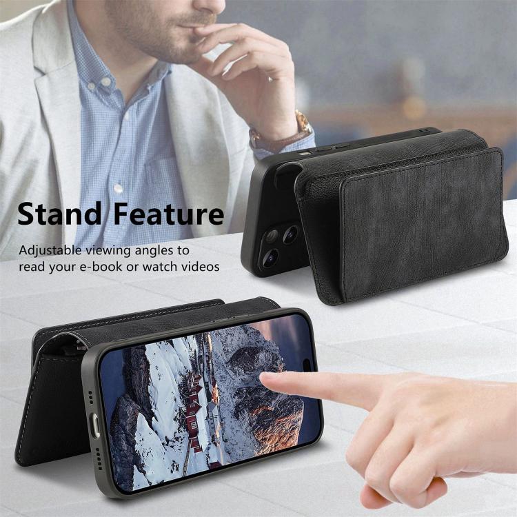 For iPhone 15 CaseNeo MagSafe RFID Anti-theft Zipper Wallet Retro Leather Phone Case