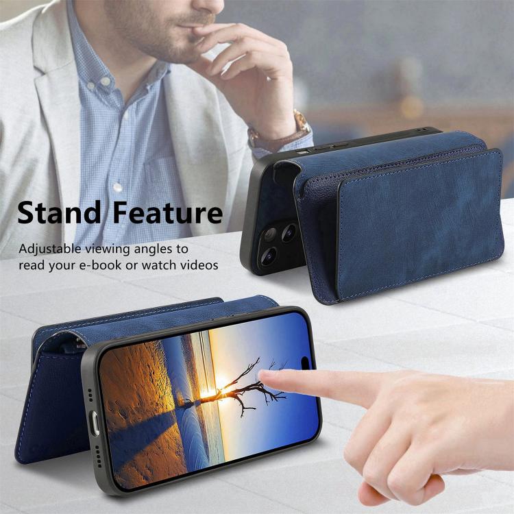 For iPhone 15 CaseNeo MagSafe RFID Anti-theft Zipper Wallet Retro Leather Phone Case