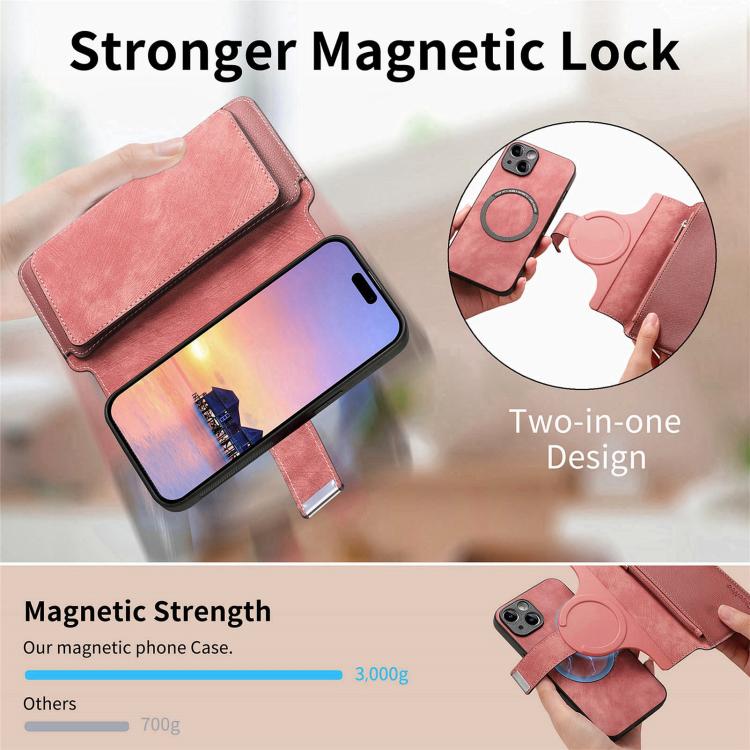 For iPhone 15 CaseNeo MagSafe RFID Anti-theft Zipper Wallet Retro Leather Phone Case
