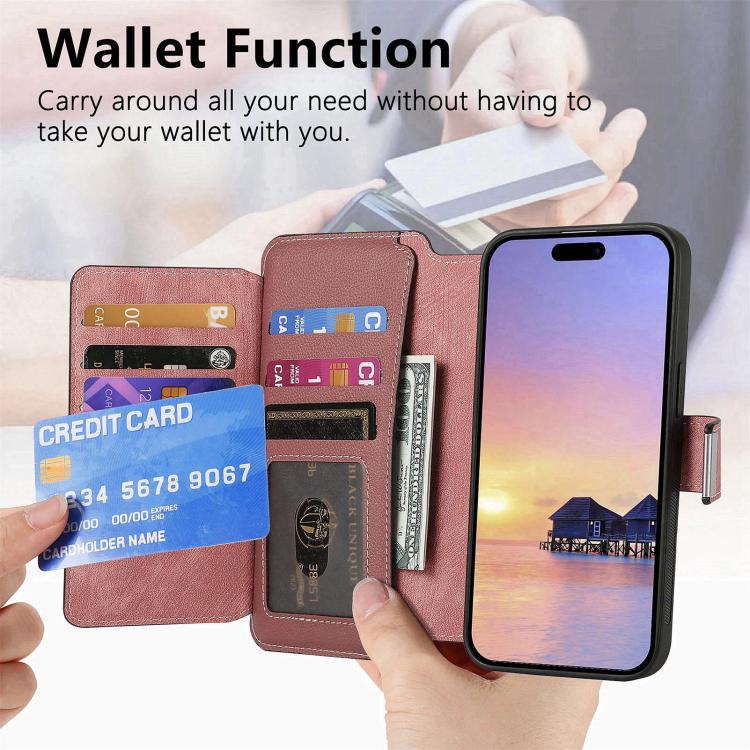For iPhone 15 CaseNeo MagSafe RFID Anti-theft Zipper Wallet Retro Leather Phone Case