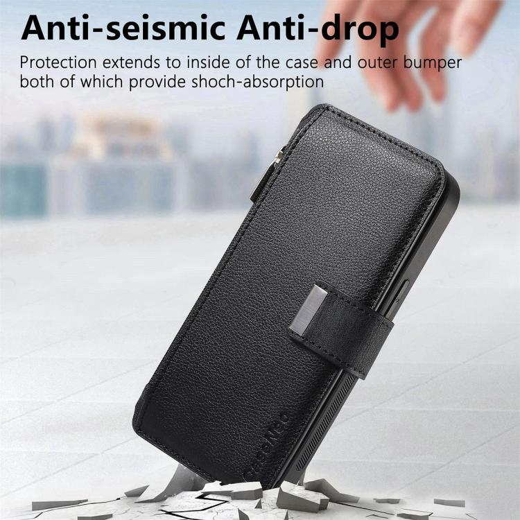 For iPhone 15 Plus CaseNeo MagSafe RFID Anti-theft Zipper Wallet Retro Leather Phone Case