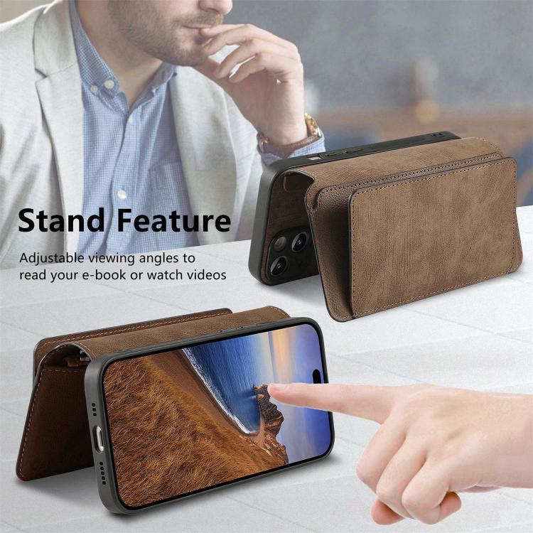 For iPhone 15 Plus CaseNeo MagSafe RFID Anti-theft Zipper Wallet Retro Leather Phone Case