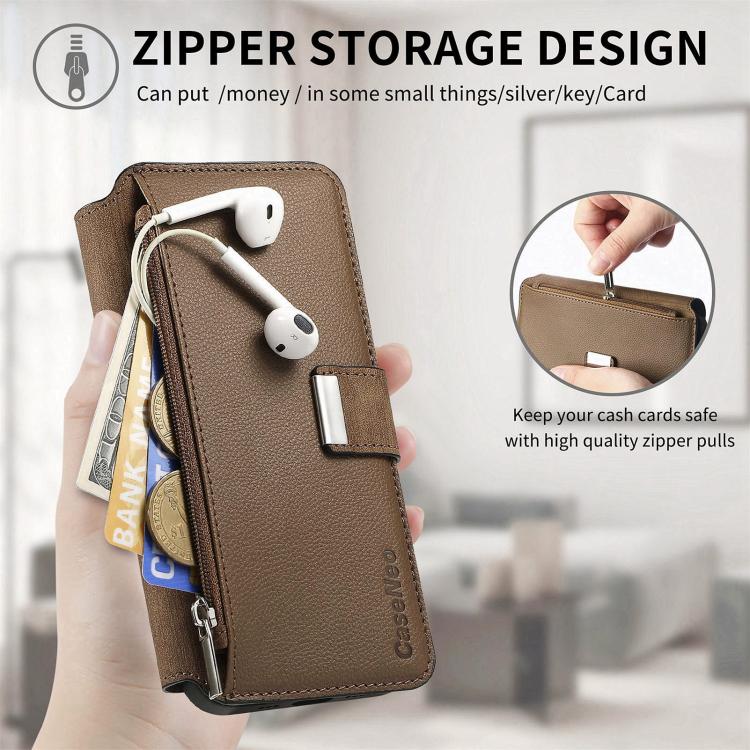 For iPhone 15 Plus CaseNeo MagSafe RFID Anti-theft Zipper Wallet Retro Leather Phone Case