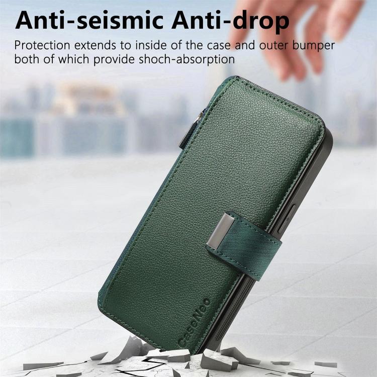For iPhone 15 Plus CaseNeo MagSafe RFID Anti-theft Zipper Wallet Retro Leather Phone Case