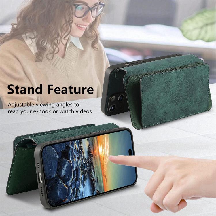For iPhone 15 Plus CaseNeo MagSafe RFID Anti-theft Zipper Wallet Retro Leather Phone Case