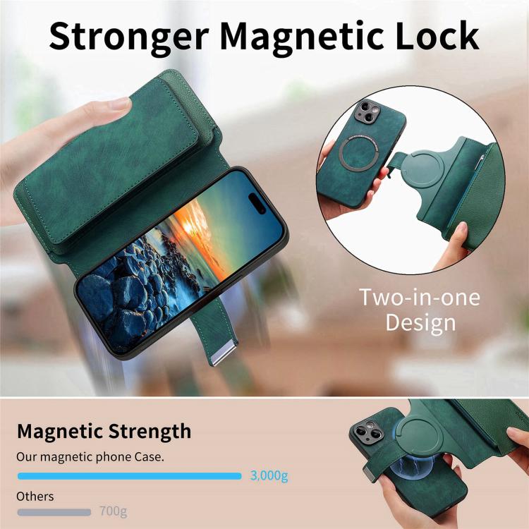 For iPhone 15 Plus CaseNeo MagSafe RFID Anti-theft Zipper Wallet Retro Leather Phone Case
