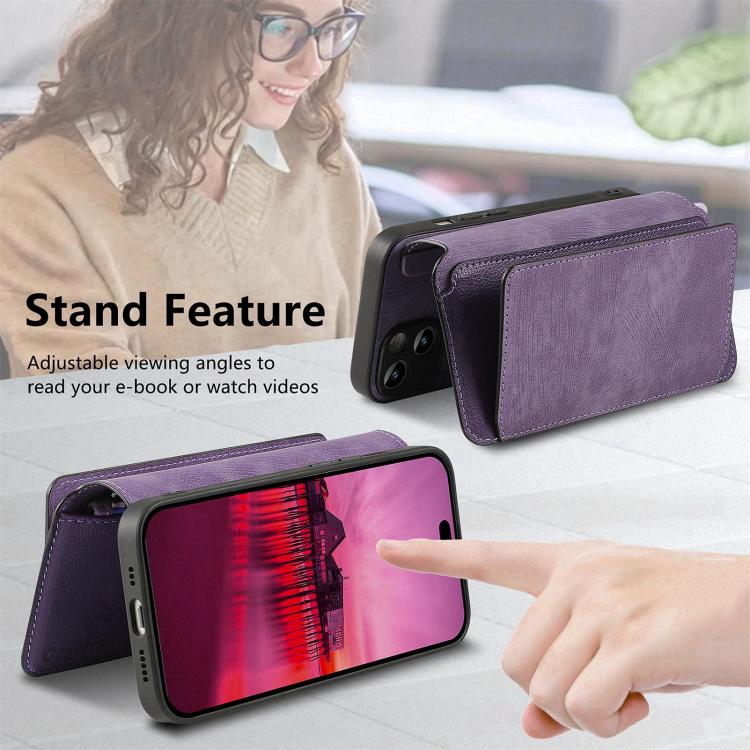 For iPhone 15 Plus CaseNeo MagSafe RFID Anti-theft Zipper Wallet Retro Leather Phone Case