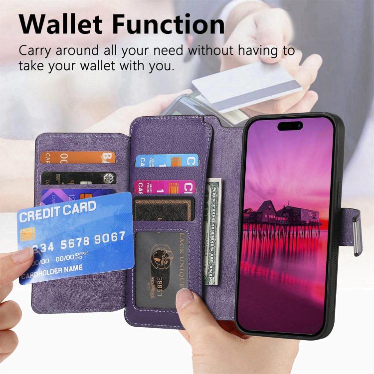 For iPhone 15 Plus CaseNeo MagSafe RFID Anti-theft Zipper Wallet Retro Leather Phone Case