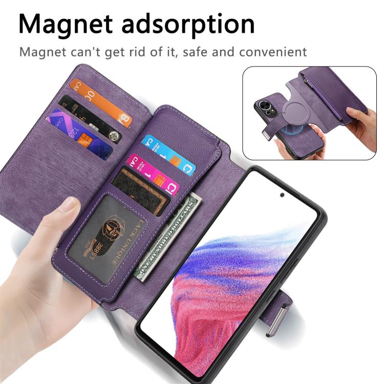For Huawei nova 13 / 12 CaseNeo MagSafe RFID Anti-theft Zipper Wallet Retro Leather Phone Case