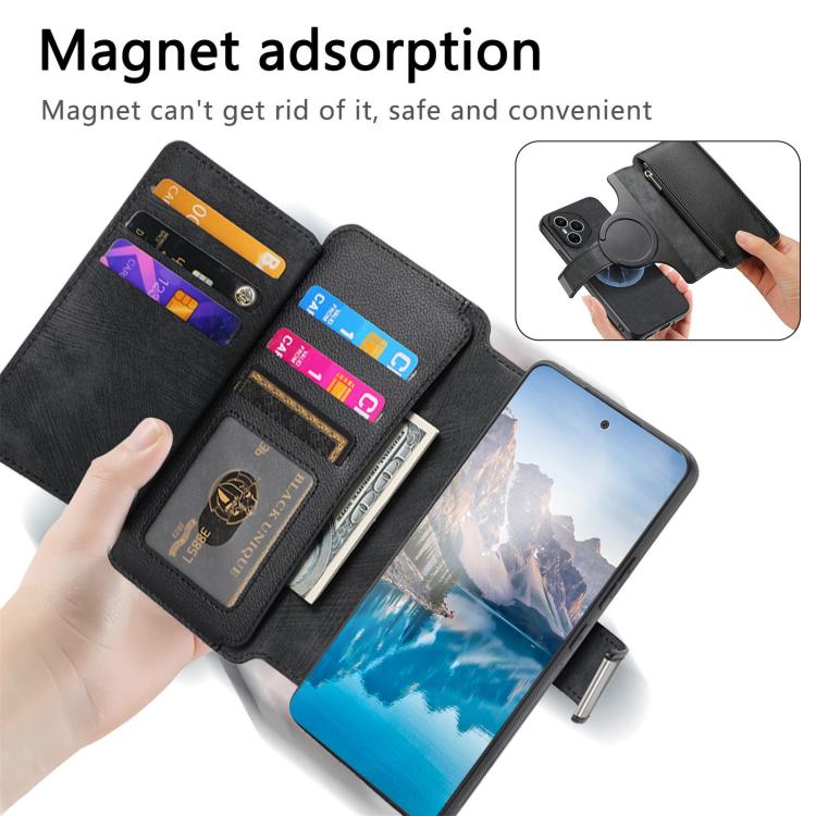 For Honor 400 Pro Global 160.8mm CaseNeo MagSafe RFID Anti-theft Zipper Wallet Retro Leather Phone Case