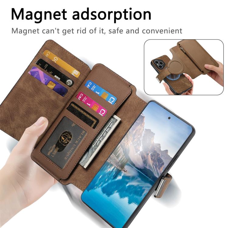 For Honor 400 Pro Global 160.8mm CaseNeo MagSafe RFID Anti-theft Zipper Wallet Retro Leather Phone Case