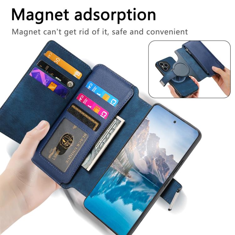 For Honor 400 Pro Global 160.8mm CaseNeo MagSafe RFID Anti-theft Zipper Wallet Retro Leather Phone Case