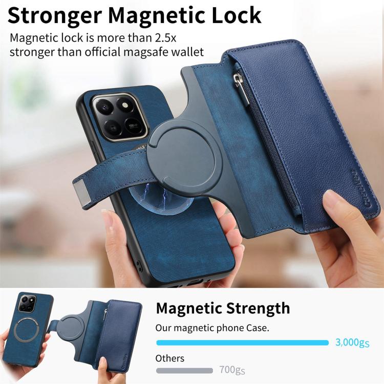 For Honor 400 Smart 4G / 5G CaseNeo MagSafe RFID Anti-theft Zipper Wallet Retro Leather Phone Case