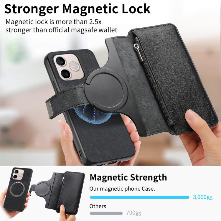 For Honor 600 Lite Global CaseNeo MagSafe RFID Anti-theft Zipper Wallet Retro Leather Phone Case