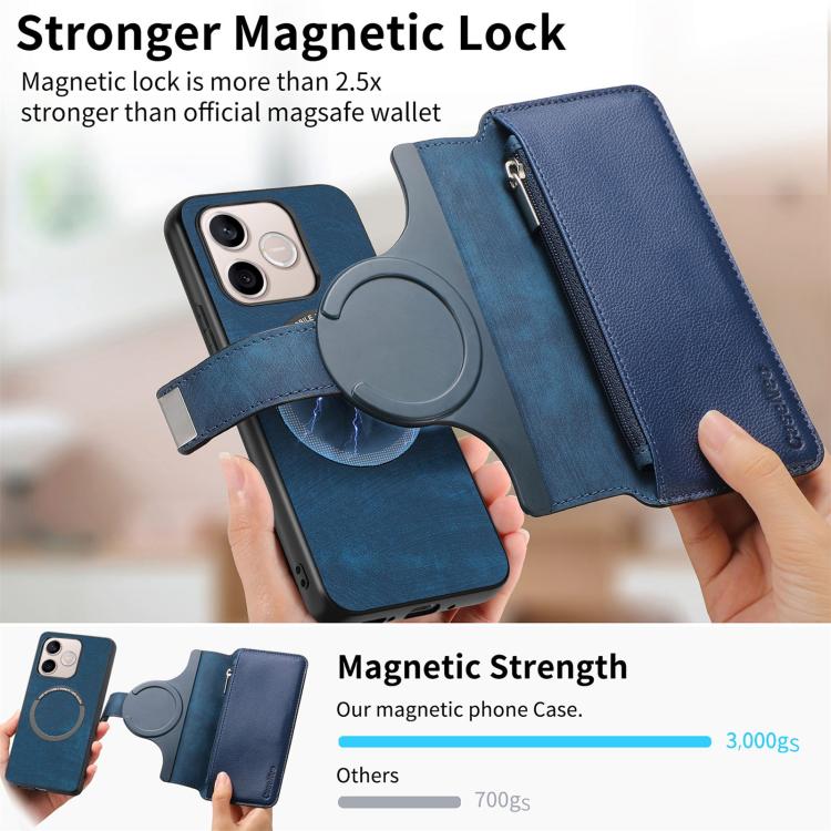 For Honor 600 Lite Global CaseNeo MagSafe RFID Anti-theft Zipper Wallet Retro Leather Phone Case