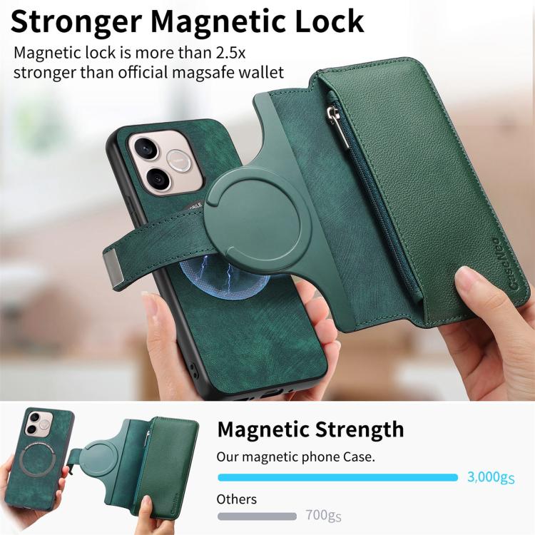 For Honor 600 Lite Global CaseNeo MagSafe RFID Anti-theft Zipper Wallet Retro Leather Phone Case