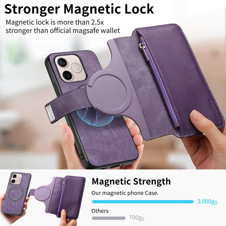 For Honor 600 Lite Global CaseNeo MagSafe RFID Anti-theft Zipper Wallet Retro Leather Phone Case