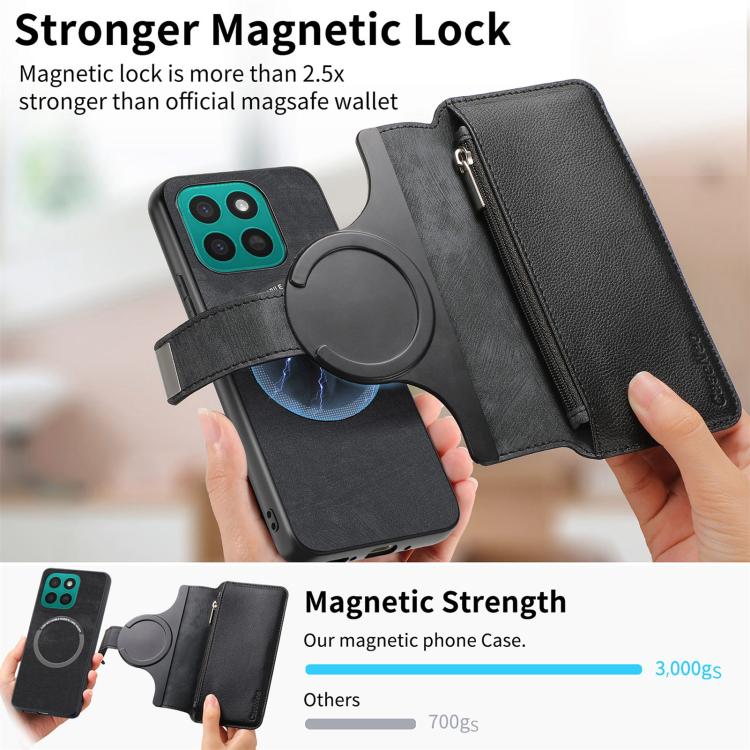 For Honor X8c 4G CaseNeo MagSafe RFID Anti-theft Zipper Wallet Retro Leather Phone Case