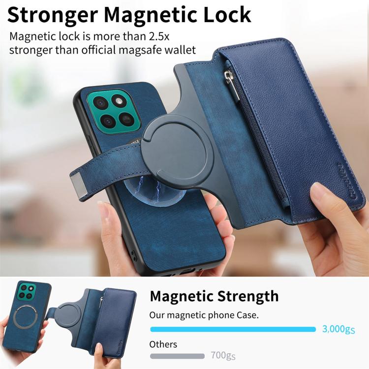 For Honor X8c 4G CaseNeo MagSafe RFID Anti-theft Zipper Wallet Retro Leather Phone Case