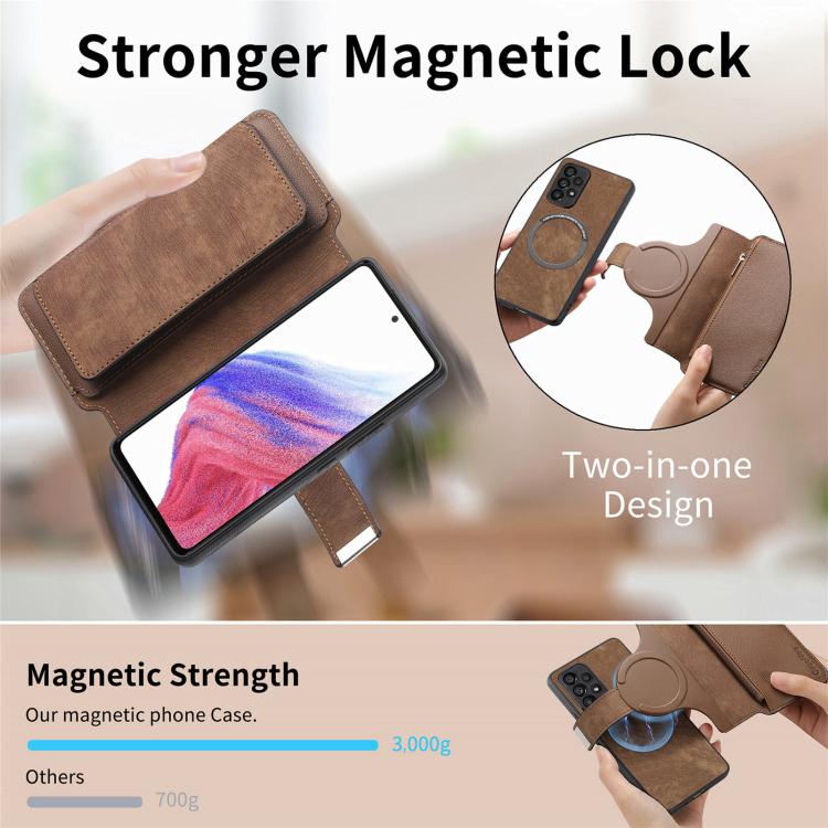 For Galaxy A53 CaseNeo MagSafe RFID Anti-theft Zipper Wallet Retro Leather Phone Case