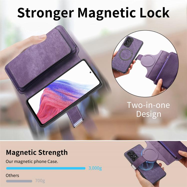For Galaxy A53 CaseNeo MagSafe RFID Anti-theft Zipper Wallet Retro Leather Phone Case