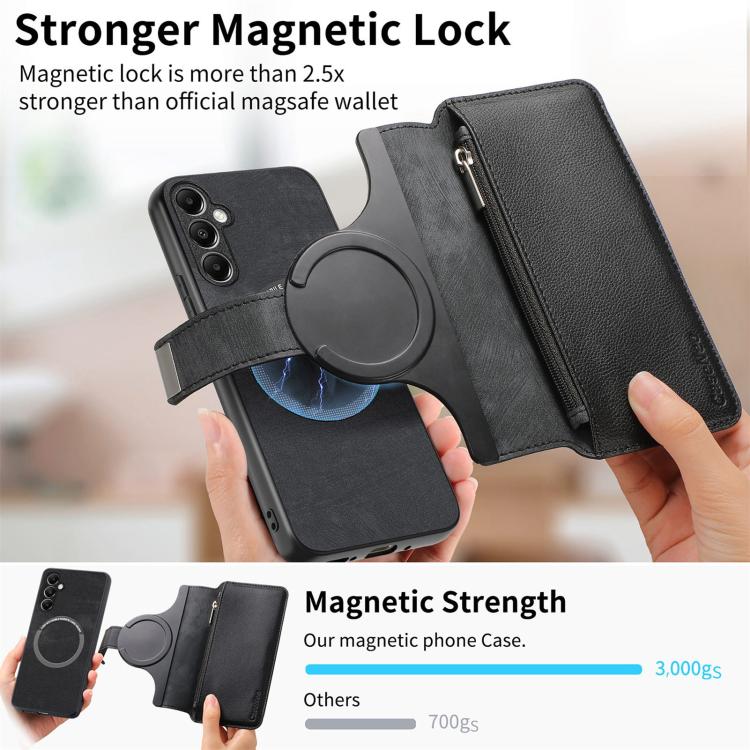 For Galaxy A14 5G CaseNeo MagSafe RFID Anti-theft Zipper Wallet Retro Leather Phone Case