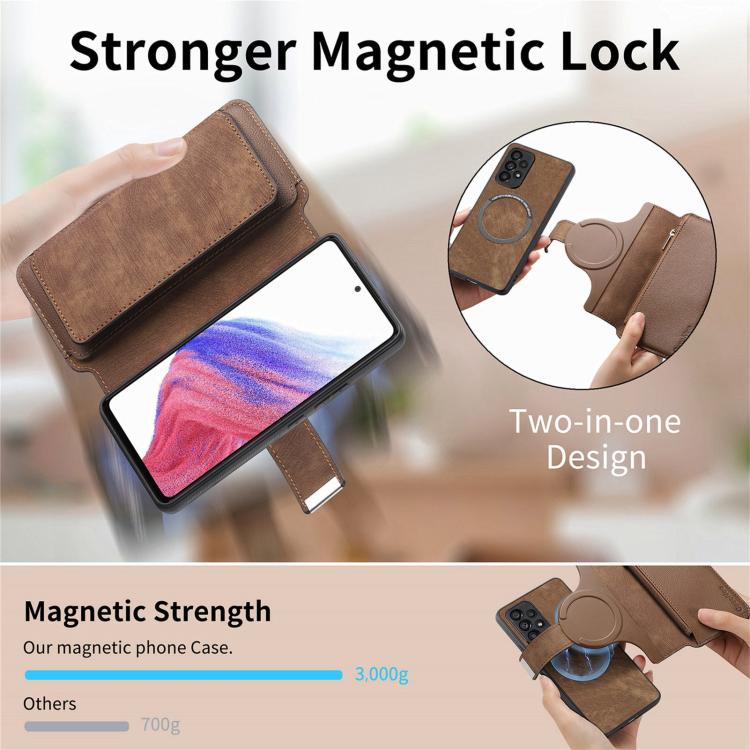 For Galaxy A17 4G / 5G CaseNeo MagSafe RFID Anti-theft Zipper Wallet Retro Leather Phone Case