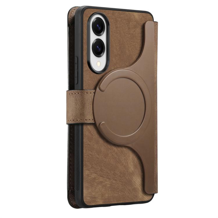 For Galaxy S25 Edge 5G CaseNeo MagSafe RFID Anti-theft Zipper Wallet Retro Leather Phone Case