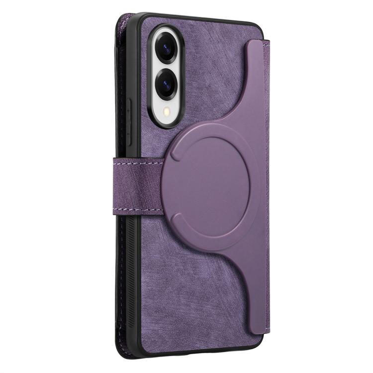For Galaxy S25 Edge 5G CaseNeo MagSafe RFID Anti-theft Zipper Wallet Retro Leather Phone Case