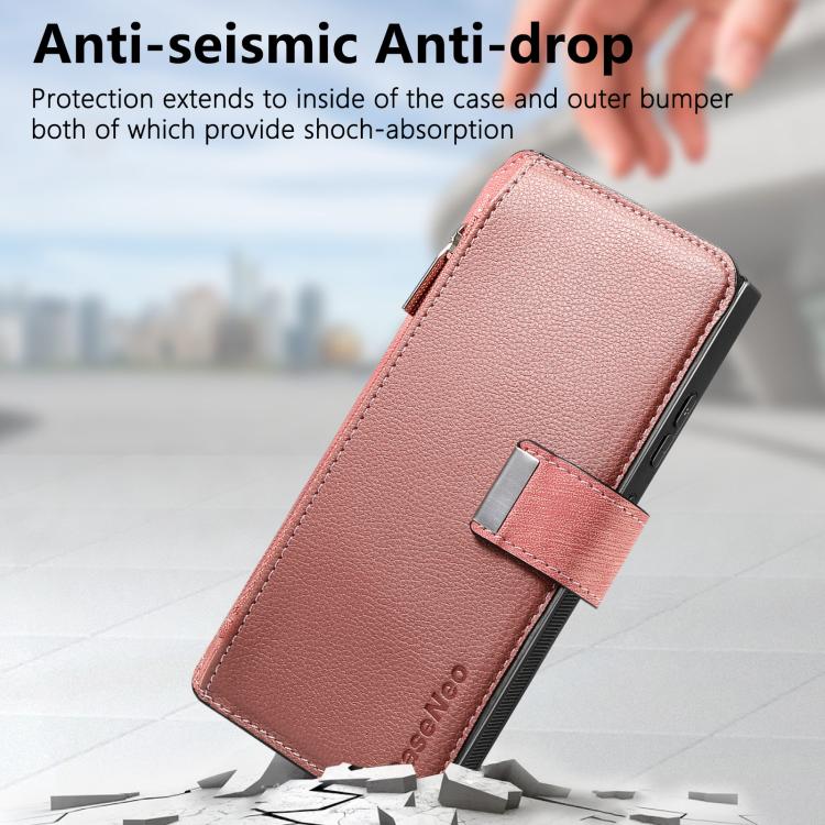 For Galaxy S25 Ultra 5G CaseNeo MagSafe RFID Anti-theft Zipper Wallet Retro Leather Phone Case