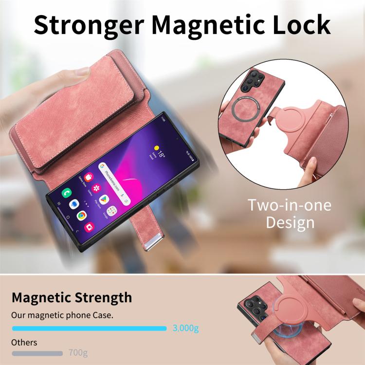 For Galaxy S25 Ultra 5G CaseNeo MagSafe RFID Anti-theft Zipper Wallet Retro Leather Phone Case