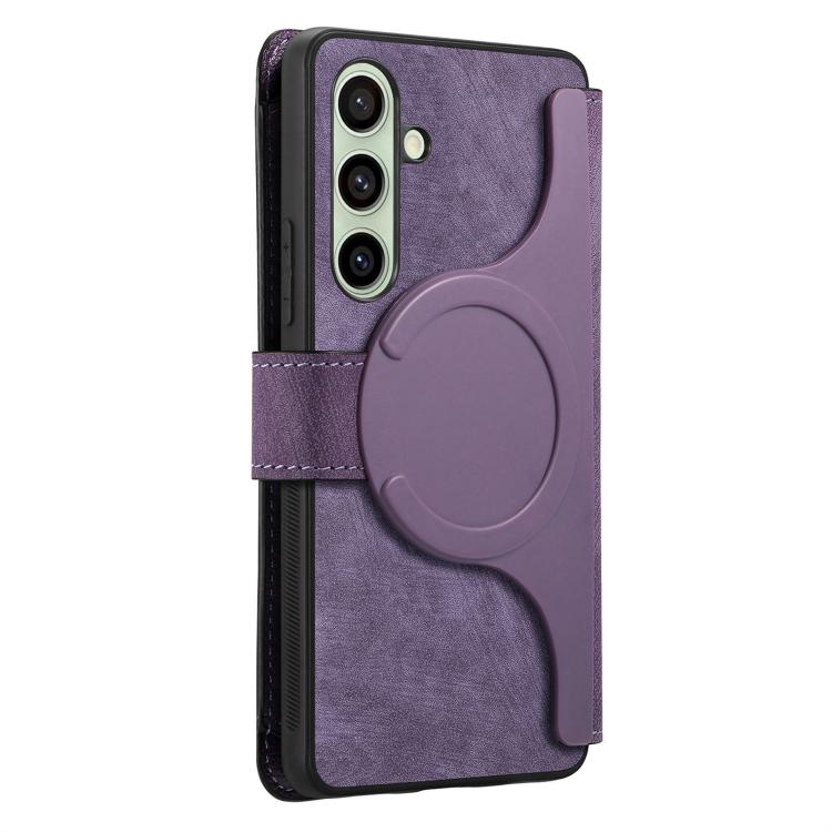 For Galaxy S24 FE 5G CaseNeo MagSafe RFID Anti-theft Zipper Wallet Retro Leather Phone Case