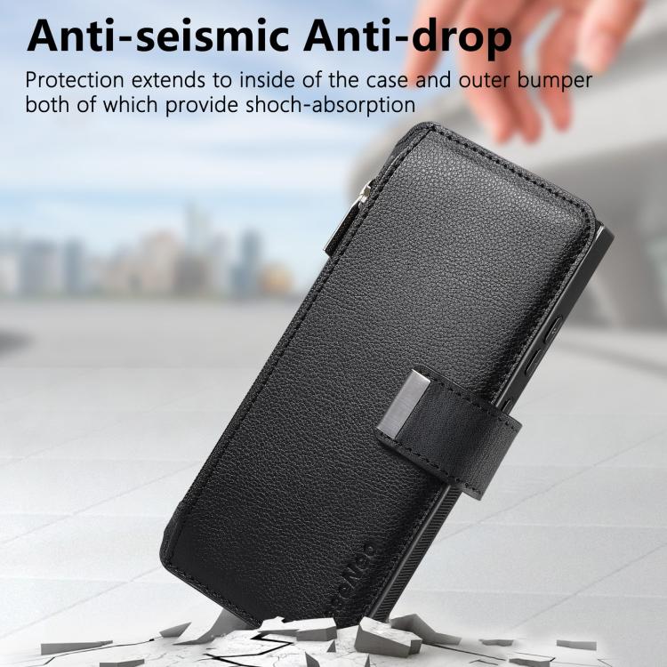 For Galaxy S24 Ultra 5G CaseNeo MagSafe RFID Anti-theft Zipper Wallet Retro Leather Phone Case