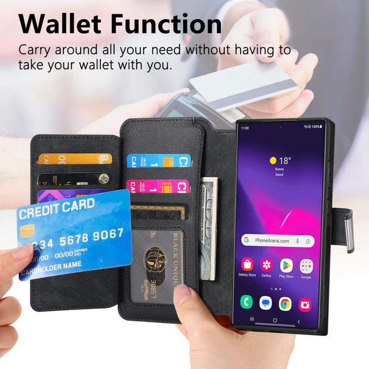 For Galaxy S24 Ultra 5G CaseNeo MagSafe RFID Anti-theft Zipper Wallet Retro Leather Phone Case