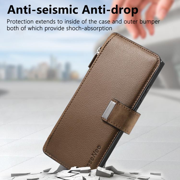 For Galaxy S24 Ultra 5G CaseNeo MagSafe RFID Anti-theft Zipper Wallet Retro Leather Phone Case