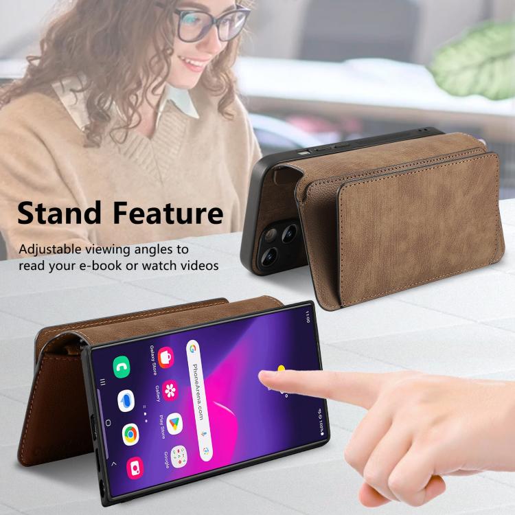 For Galaxy S24 Ultra 5G CaseNeo MagSafe RFID Anti-theft Zipper Wallet Retro Leather Phone Case
