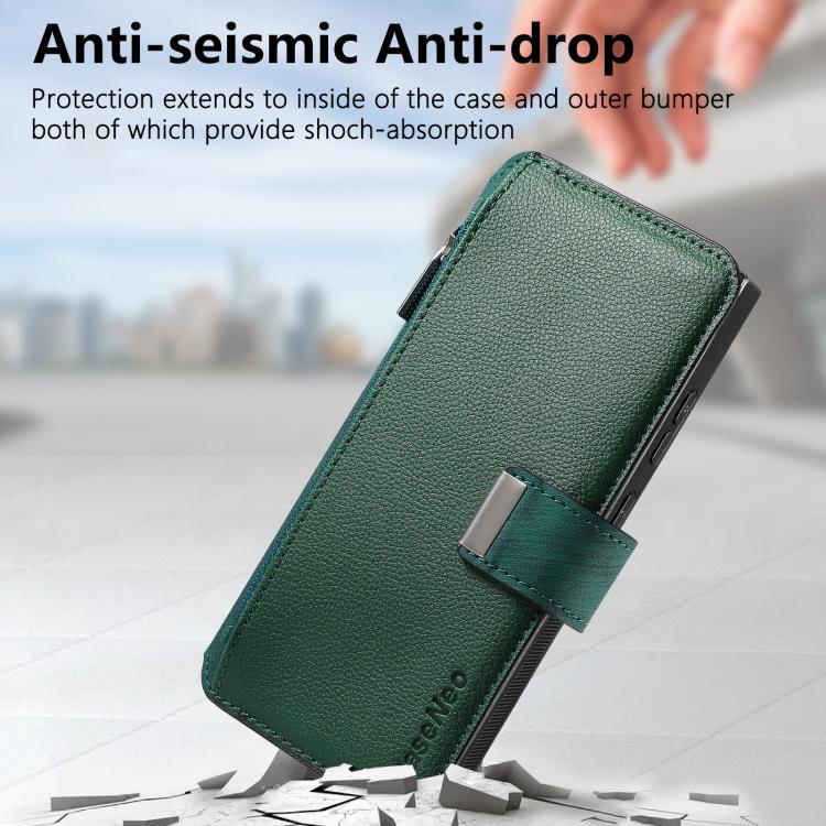 For Galaxy S24 Ultra 5G CaseNeo MagSafe RFID Anti-theft Zipper Wallet Retro Leather Phone Case