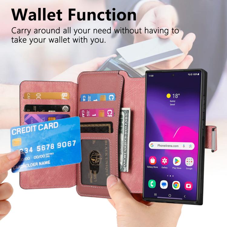 For Galaxy S24 Ultra 5G CaseNeo MagSafe RFID Anti-theft Zipper Wallet Retro Leather Phone Case