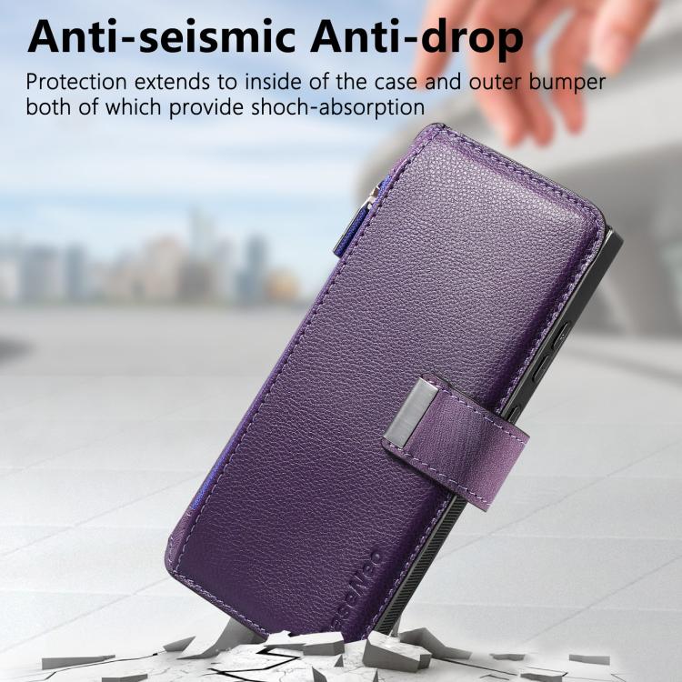 For Galaxy S24 Ultra 5G CaseNeo MagSafe RFID Anti-theft Zipper Wallet Retro Leather Phone Case