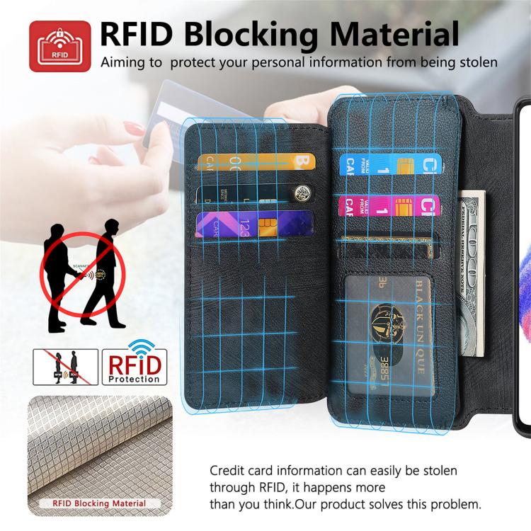 For Galaxy S23 5G CaseNeo MagSafe RFID Anti-theft Zipper Wallet Retro Leather Phone Case
