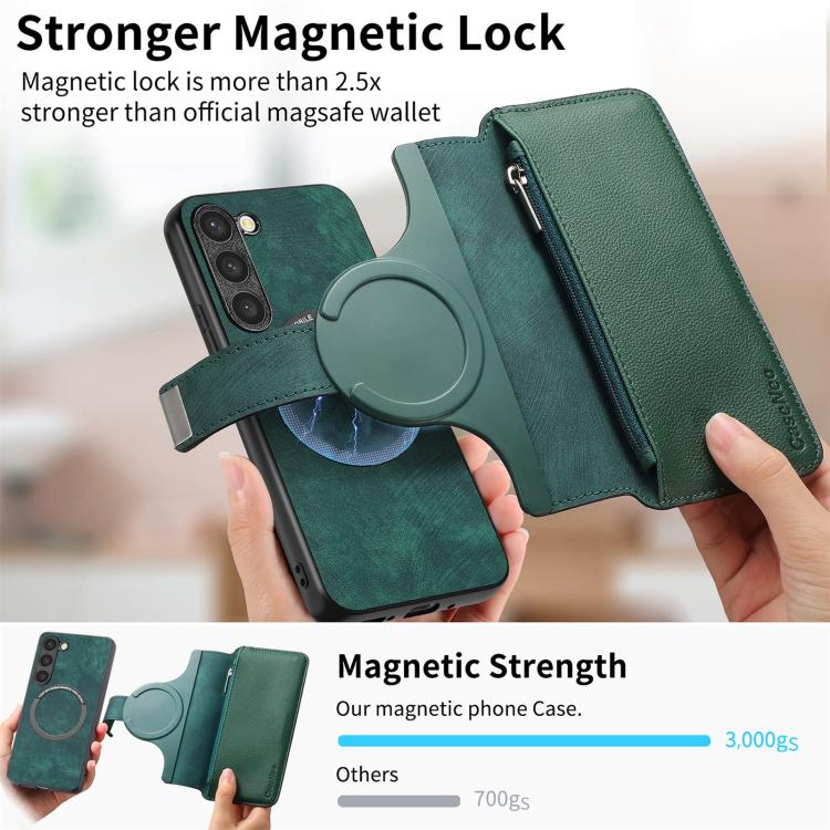 For Galaxy S23 5G CaseNeo MagSafe RFID Anti-theft Zipper Wallet Retro Leather Phone Case
