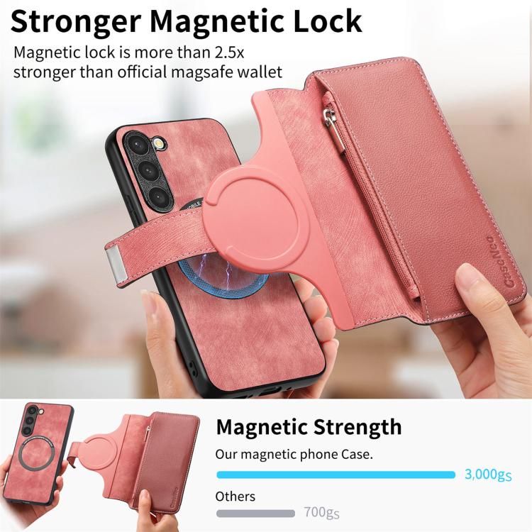 For Galaxy S23 5G CaseNeo MagSafe RFID Anti-theft Zipper Wallet Retro Leather Phone Case